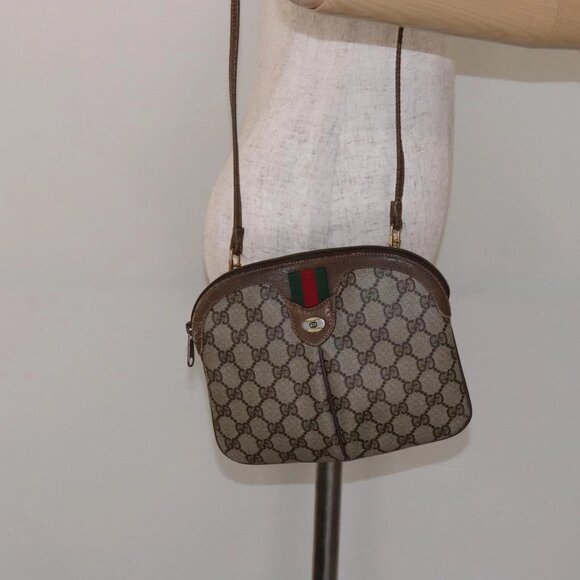 GUCCI GG Supreme Web Sherry Line Bag PVC Beige Gold 98 02 047 Auth fm4861 - Picture 14 of 16